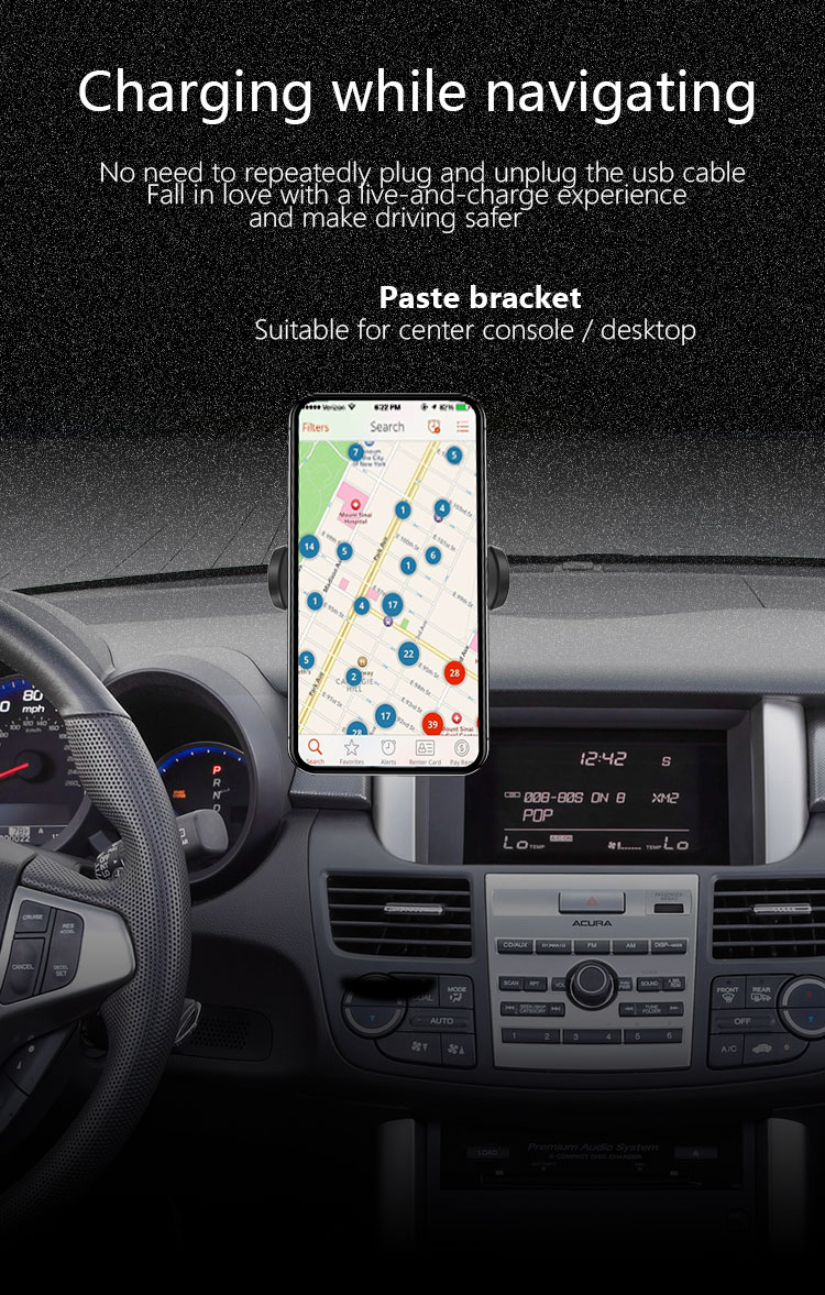 auto clamping wireless charger car mount fast charger