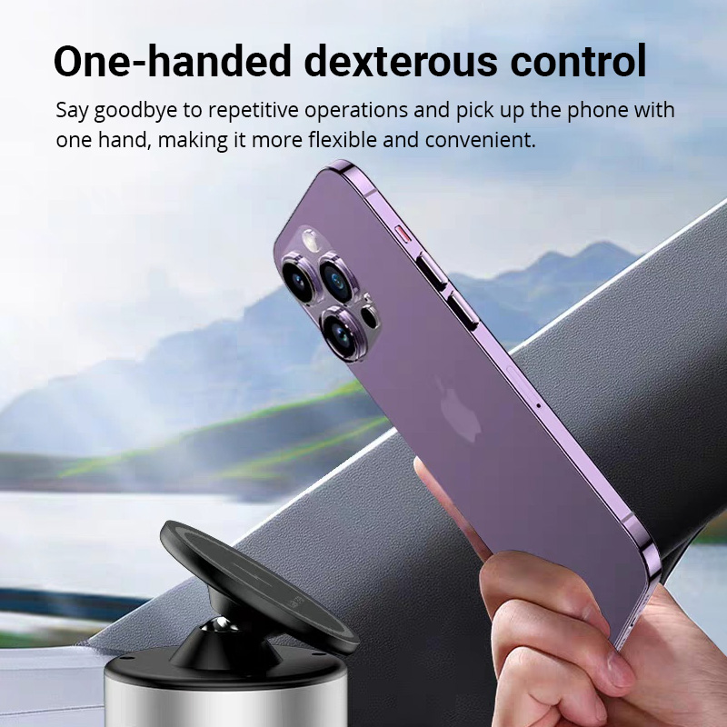 Magnetic Car Phone Holder - Universal One-Hand Release, 360° Rotation & Vacuum Mount for All Phones